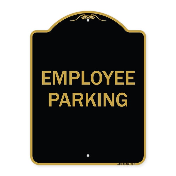Signmission Designer Series Sign-Employee Parking, Black & Gold Heavy-Gauge Aluminum, 24" x 18", BG-1824-9849 A-DES-BG-1824-9849 - main